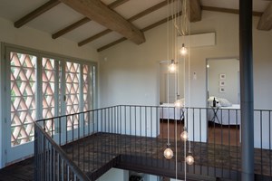 Mezzanine level with floors made from old wine barrels